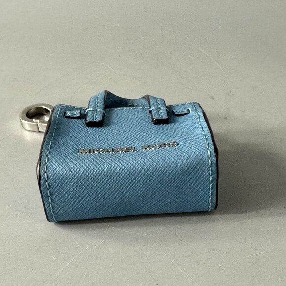 NWOT Blue Michael Kors Mini Purse w/Silver Hardware Keychain - Picture 6 of 8